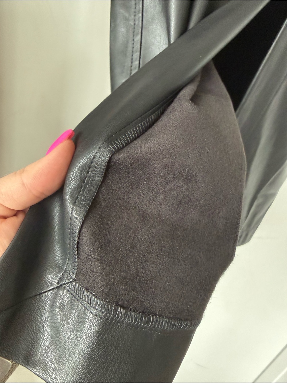 J.CREW Black Faux Leather Skirt with Hot Pink Nails Accent - Picture 6 of 8